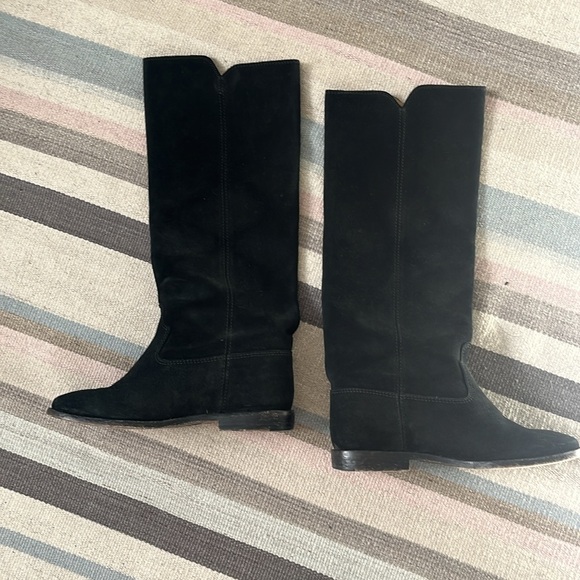 EUC -Isabel Marant Cleaves suede riding boot with wedge heel, EU 37/US 7. Black. - Picture 3 of 6